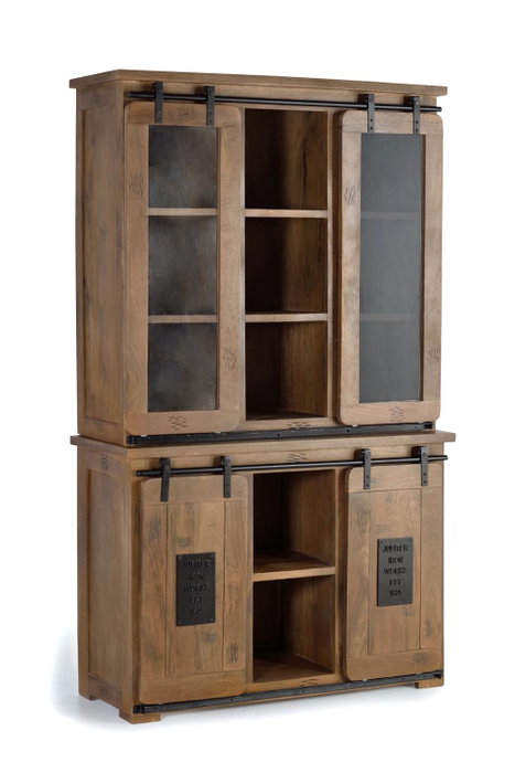 GINER Y COLOMER Armario de madera de mango y metal con 4 puertas correderas